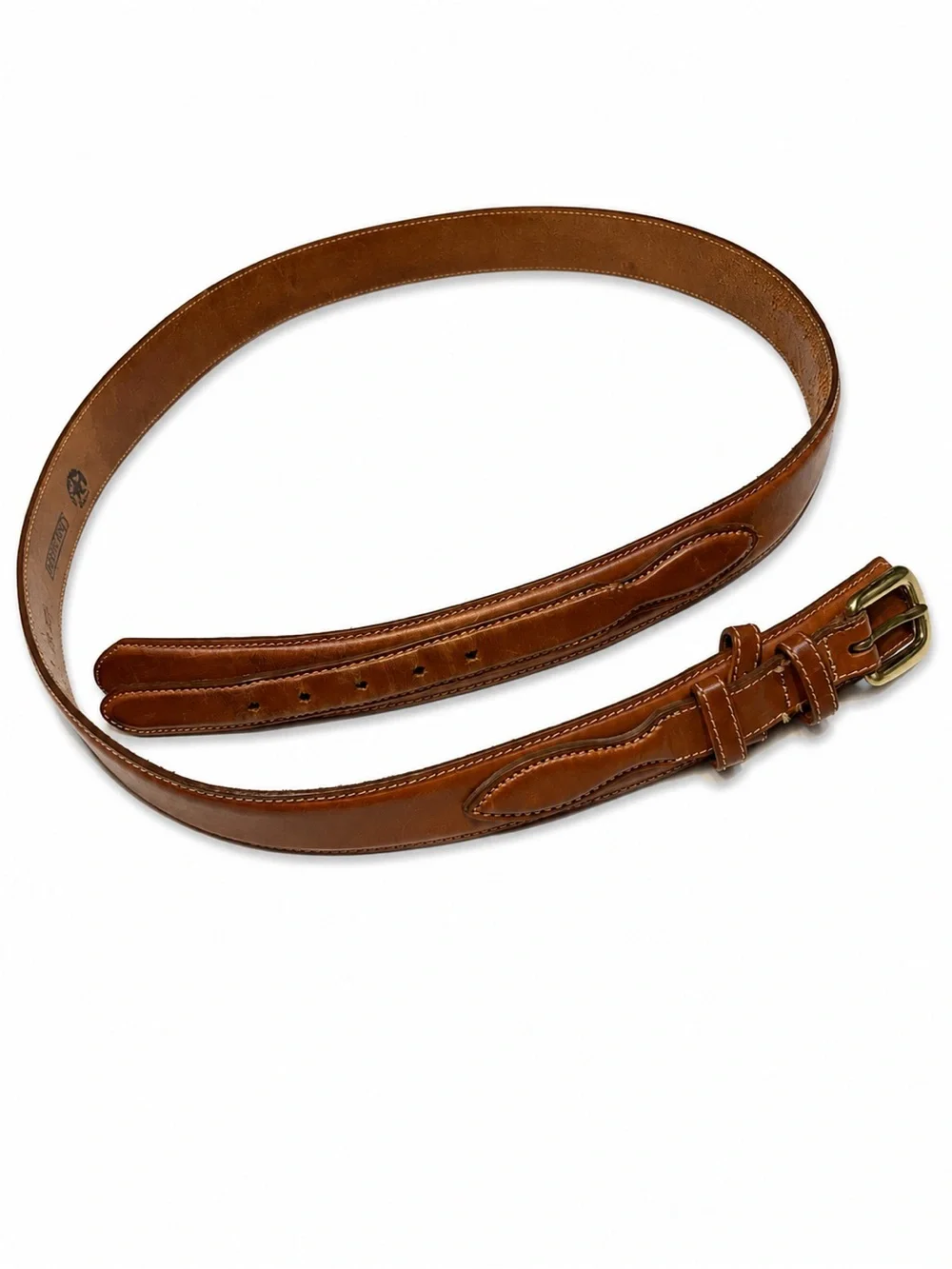 Lands' End Vintage Leather Ranger Belt featuring a distinct double-keeper 44